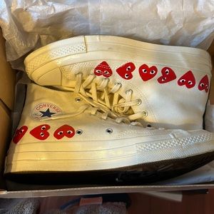 Collaboration COMME DES GARCONS PLAY Multi Heart Off White Size 8 MEN used